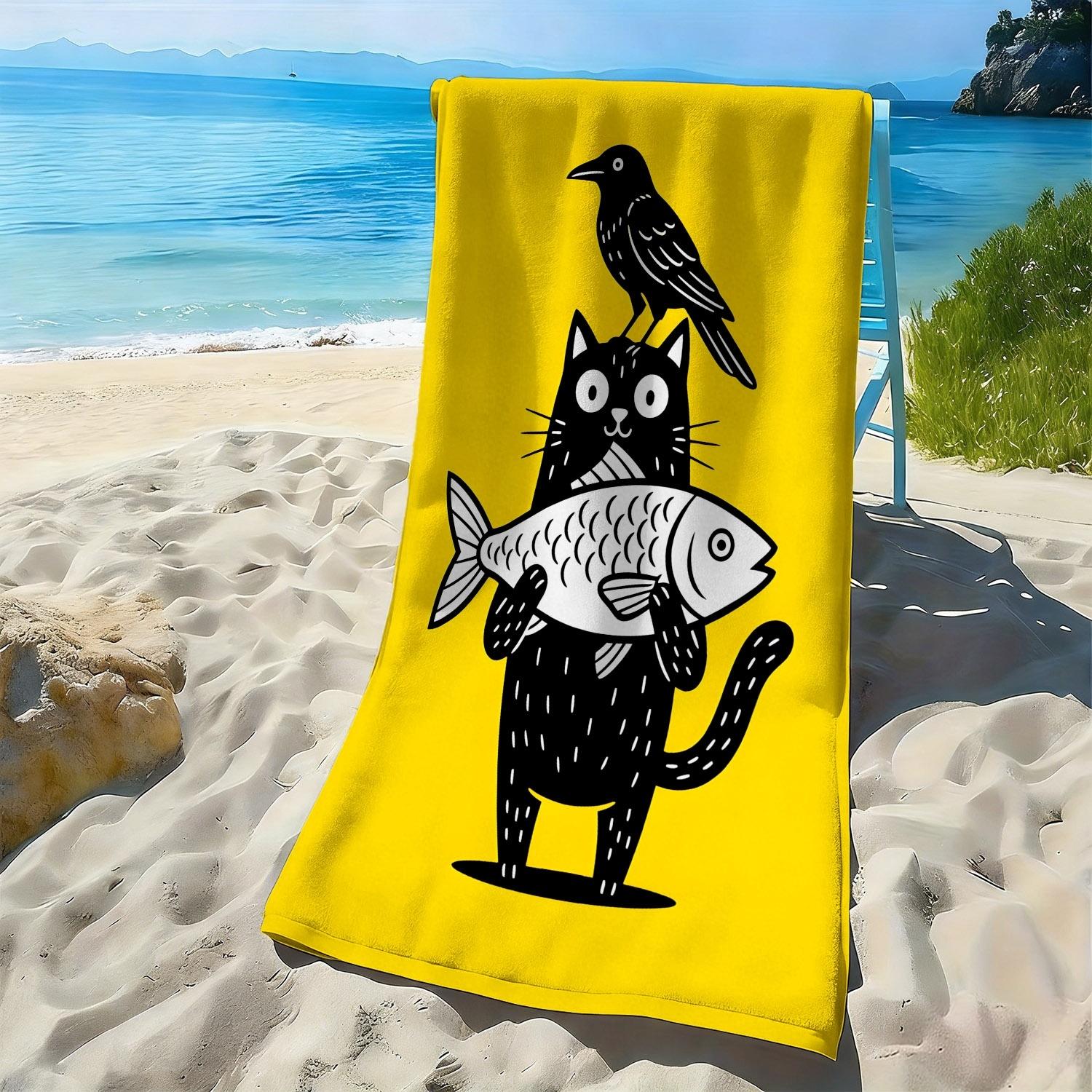Cartoon cat and crow fish pattern polyester microfiber beach towel is highly absorbent, suitable for swimming and beach outings W30*H60(CM)
Cartoon cat and crow fish pattern polyester microfiber beach towel is highly absorbent, suitable for swimming and beach outings W30*H60(CM)