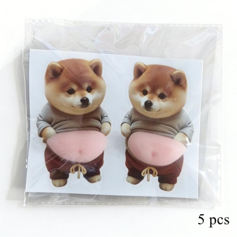 5 Pairs 3D Shiba Inu Dog Belly Sticker - Cute Puppy Wearing Orange Outfit With Soft Pink Background, Silicone Self-adhesive
5 Pairs 3D Shiba Inu Dog Belly Sticker - Cute Puppy Wearing Orange Outfit With Soft Pink Background, Silicone Self-adhesive