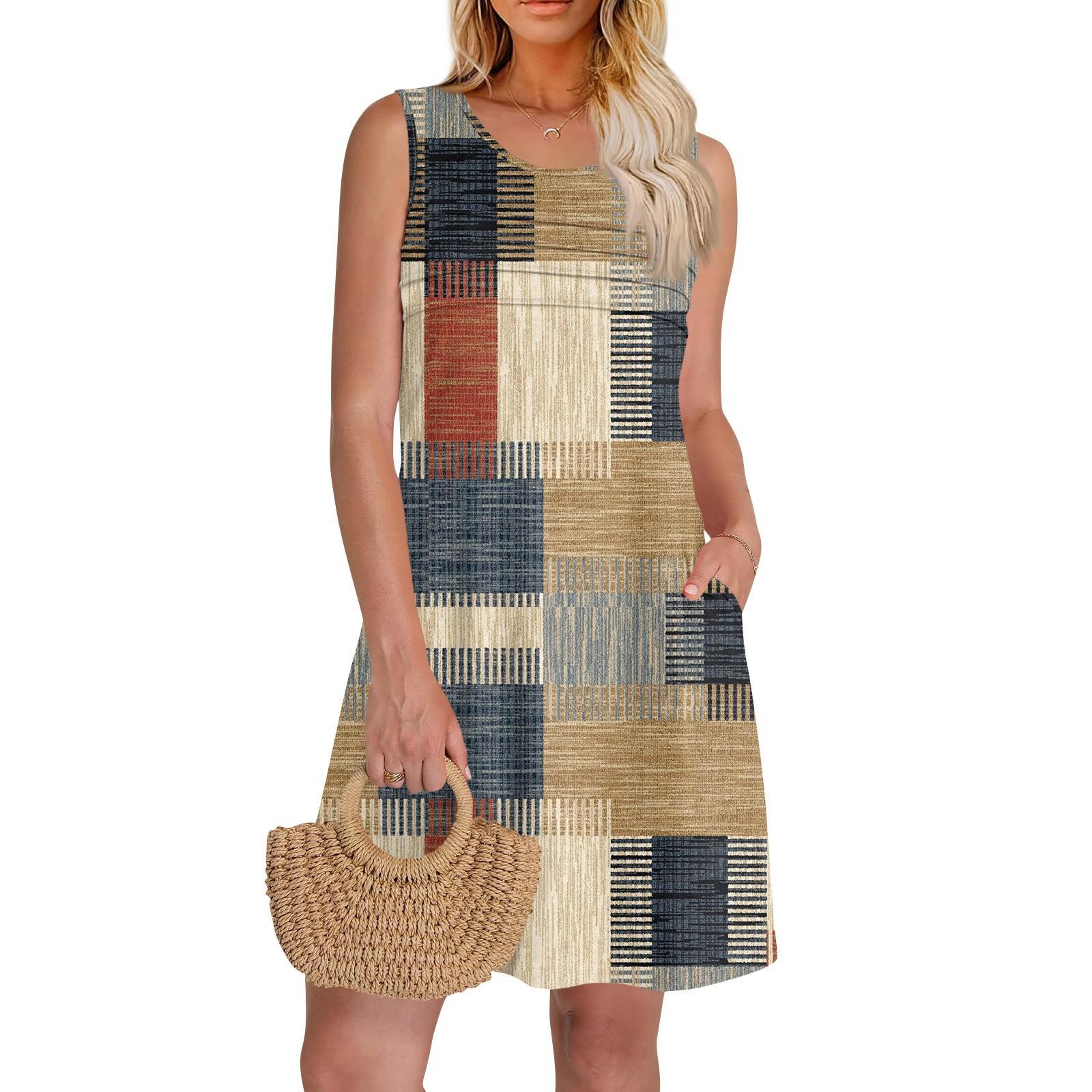 Жіночі літні сукні з круглим вирізом, плісирована передня майка, без рукавів, кишені, повсякденна сукня XXXL хакі
Жіночі літні сукні з круглим вирізом, плісирована передня майка, без рукавів, кишені, повсякденна сукня XXXL хакі