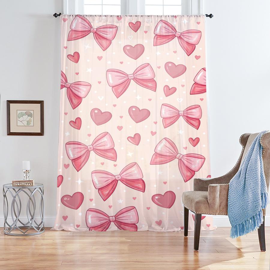 2PC Sweet Pink Bowknot Heart Sheer Curtains Girls Bedroom Decor Light Filtering Window Drapes Cute Princess StyleHome Decoration 100*130 Grommet Top 1pcs
2PC Sweet Pink Bowknot Heart Sheer Curtains Girls Bedroom Decor Light Filtering Window Drapes Cute Princess StyleHome Decoration 100*130 Grommet Top 1pcs