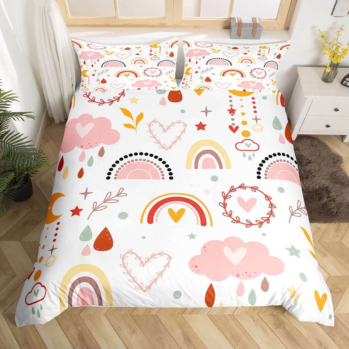 Fantasy Rainbow Duvet Cover Unicorn Bedding Set For Kids Girls Cartoon Animal Dessert Comforter Cover With 2 Pillow Cases Queen EU Single(135x200cm)
Fantasy Rainbow Duvet Cover Unicorn Bedding Set For Kids Girls Cartoon Animal Dessert Comforter Cover With 2 Pillow Cases Queen EU Single(135x200cm)