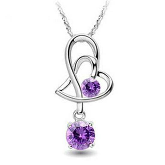 Korean Silver-Plated Heart Pendant Necklace Purple Diamond Pendant (No Chain)
Korean Silver-Plated Heart Pendant Necklace Purple Diamond Pendant (No Chain)