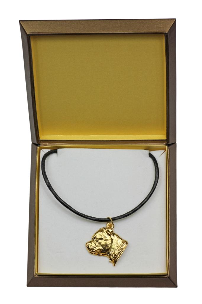 Staffordshire Bull Terrier, Staffy II - Dog necklace in gift box, gold-plated pendant for dog fan, striking jewellery by Art-Dog
Staffordshire Bull Terrier, Staffy II - Dog necklace in gift box, gold-plated pendant for dog fan, striking jewellery by Art-Dog
