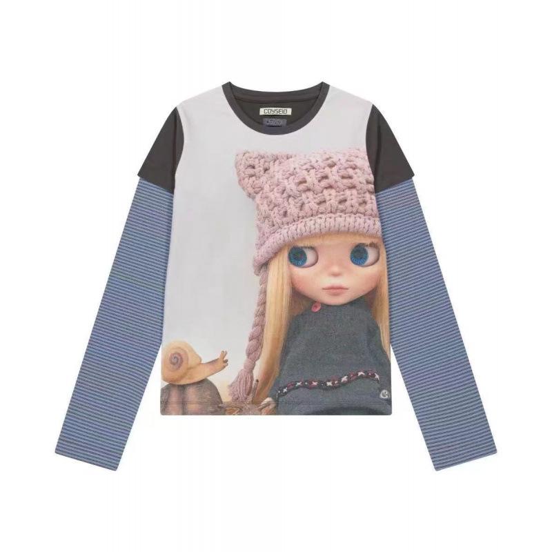Korean Coyseio x Little Bute Cartoon Patchwork Stripe Two-Piece Style Long-Sleeve Women s T-Shirt S
Korean Coyseio x Little Bute Cartoon Patchwork Stripe Two-Piece Style Long-Sleeve Women s T-Shirt S