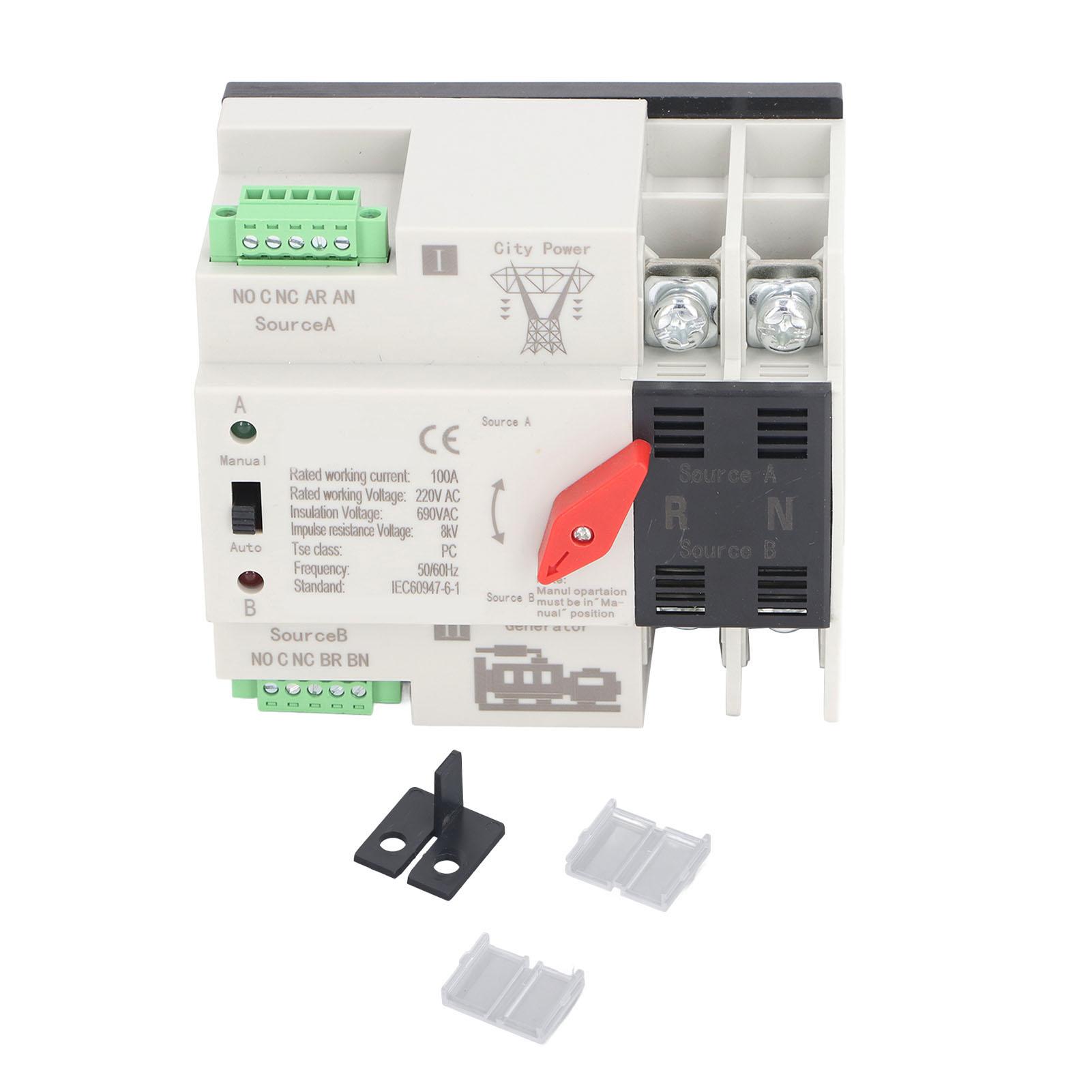 Dual Power Automatic Transfer Switch 2P Millisecond Fast Switching Timing Controller AC220V Rail
Dual Power Automatic Transfer Switch 2P Millisecond Fast Switching Timing Controller AC220V Rail