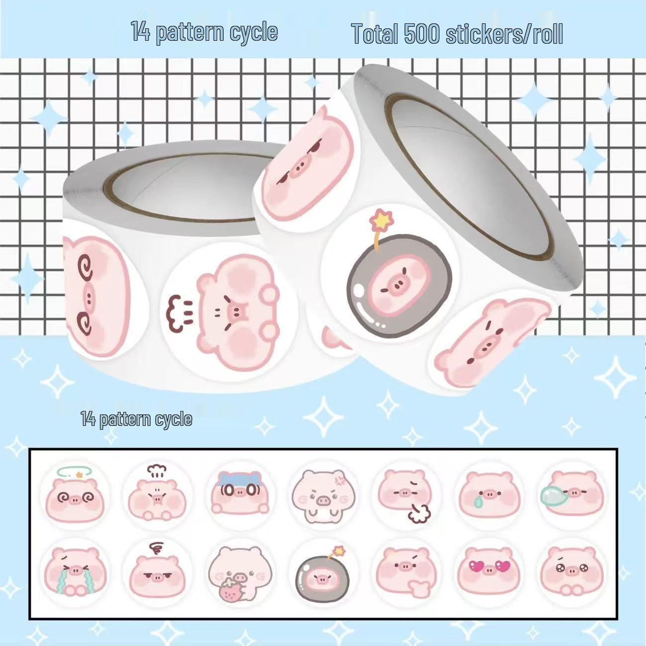 500pcs Pig Head Cartoon Self-Adhesive Decorative Stickers - Cute and Creative Sealable Small Pattern
500pcs Pig Head Cartoon Self-Adhesive Decorative Stickers - Cute and Creative Sealable Small Pattern
