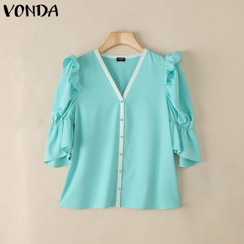 VONDA Women Summer V Neck Puff Half Sleeve Ruffled Buttons Casual Blouse 5XL темно-рожевого кольору
VONDA Women Summer V Neck Puff Half Sleeve Ruffled Buttons Casual Blouse 5XL темно-рожевого кольору