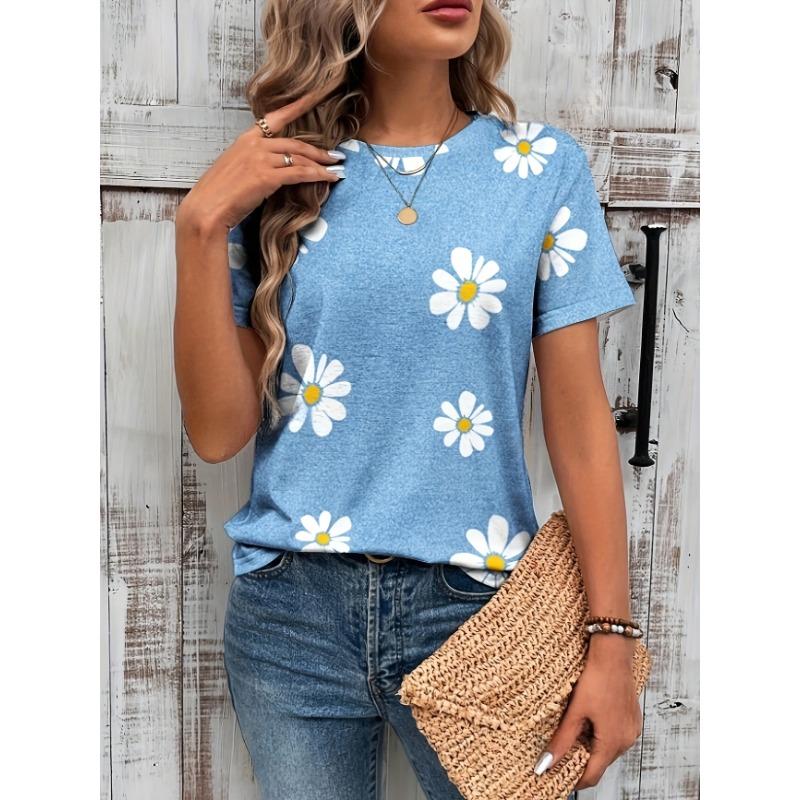 Stay effortlessly cute in this soft daisy print tee! Light blue base with white daisies, round neck, short sleeves—breathable, c S
Stay effortlessly cute in this soft daisy print tee! Light blue base with white daisies, round neck, short sleeves—breathable, c S