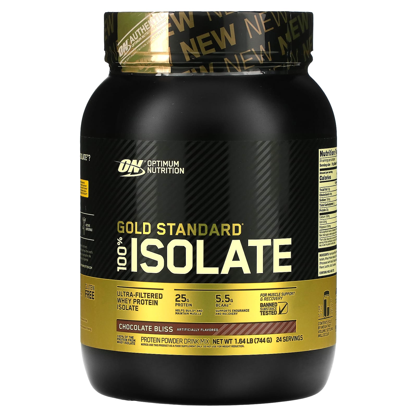 Optimum Nutrition, Gold Standard 100% Isolate, Chocolate Bliss, 1.64 lb (744 g)
Optimum Nutrition, Gold Standard 100% Isolate, Chocolate Bliss, 1.64 lb (744 g)