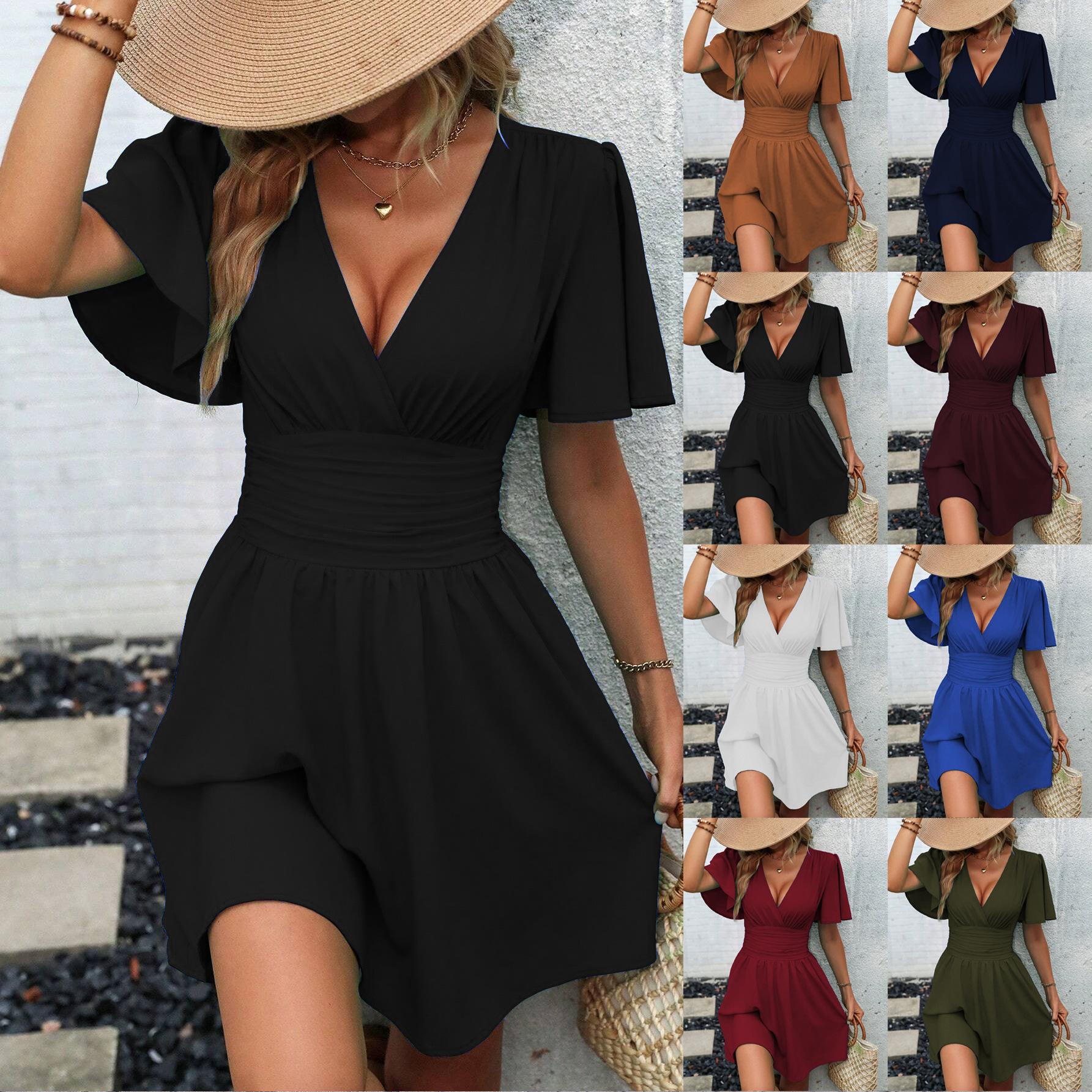 Women s V-Neck Short Sleeve Casual Dress with Multiple Colors, Summer Flowy A-Line Dress S чорний
Women s V-Neck Short Sleeve Casual Dress with Multiple Colors, Summer Flowy A-Line Dress S чорний
