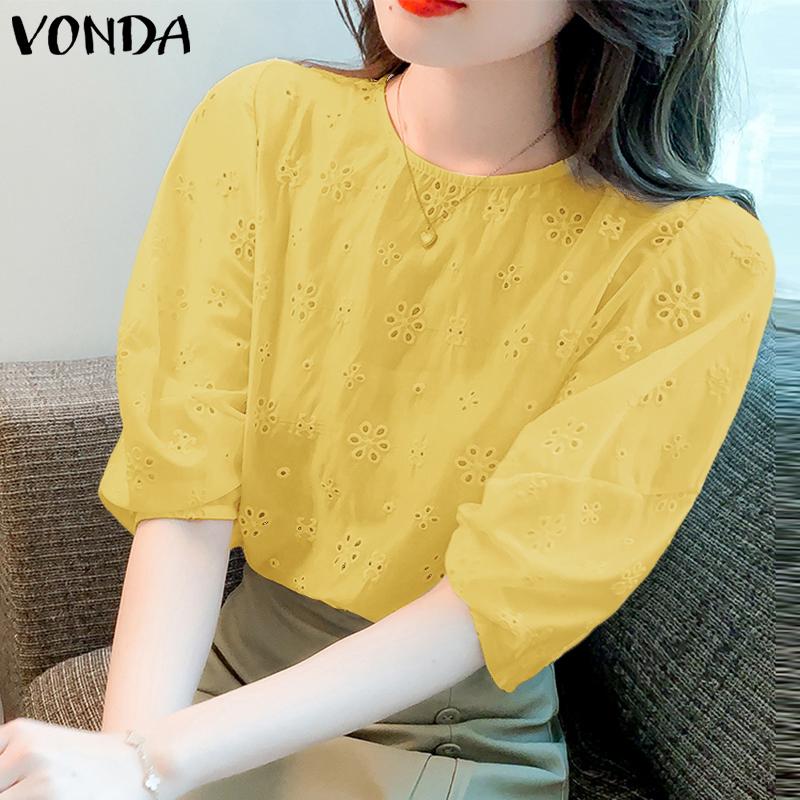 VONDA женская летняя однотонная свободная блузка с круглым вырезом и коротким рукавом с цветочным принтом 
VONDA женская летняя однотонная свободная блузка с круглым вырезом и коротким рукавом с цветочным принтом