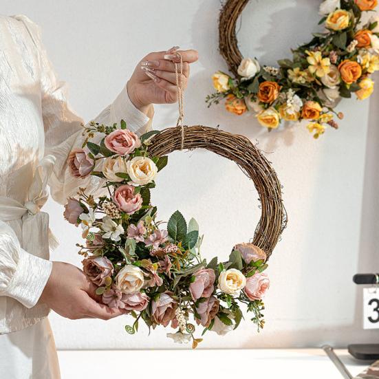Artificial Flower Rattan Wreath for Front Door Handmade Floral Twig Garland for Weddings Birthday Party Wall Hanging Decor A
Artificial Flower Rattan Wreath for Front Door Handmade Floral Twig Garland for Weddings Birthday Party Wall Hanging Decor A