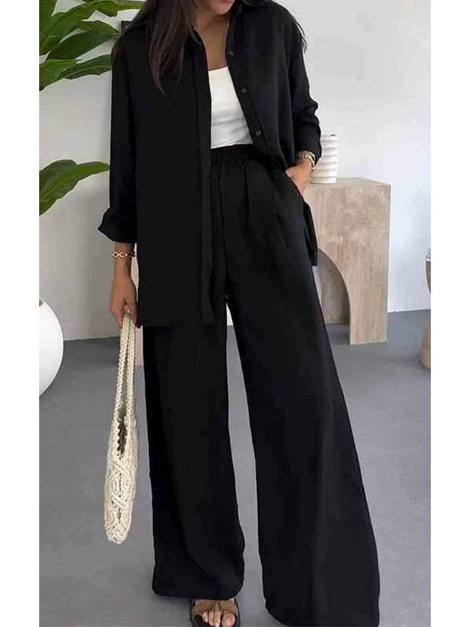 European & American Women s Solid Color Two-Piece Set: Spring/Summer 2025 - Loose Top & Casual Wide-Leg Pants 3XL чёрный
European & American Women s Solid Color Two-Piece Set: Spring/Summer 2025 - Loose Top & Casual Wide-Leg Pants 3XL чёрный