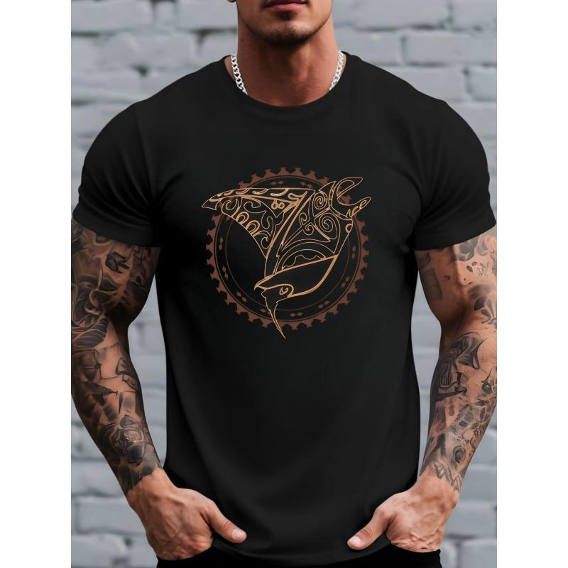 Men S Tribal Manta Ray Print T-Shirt, Polynesian Stingray Tattoo Style Crew Neck Top, Comfortable Short Sleeves, Casual Marine Style Streetwear 4XL чорний
Men S Tribal Manta Ray Print T-Shirt, Polynesian Stingray Tattoo Style Crew Neck Top, Comfortable Short Sleeves, Casual Marine Style Streetwear 4XL чорний