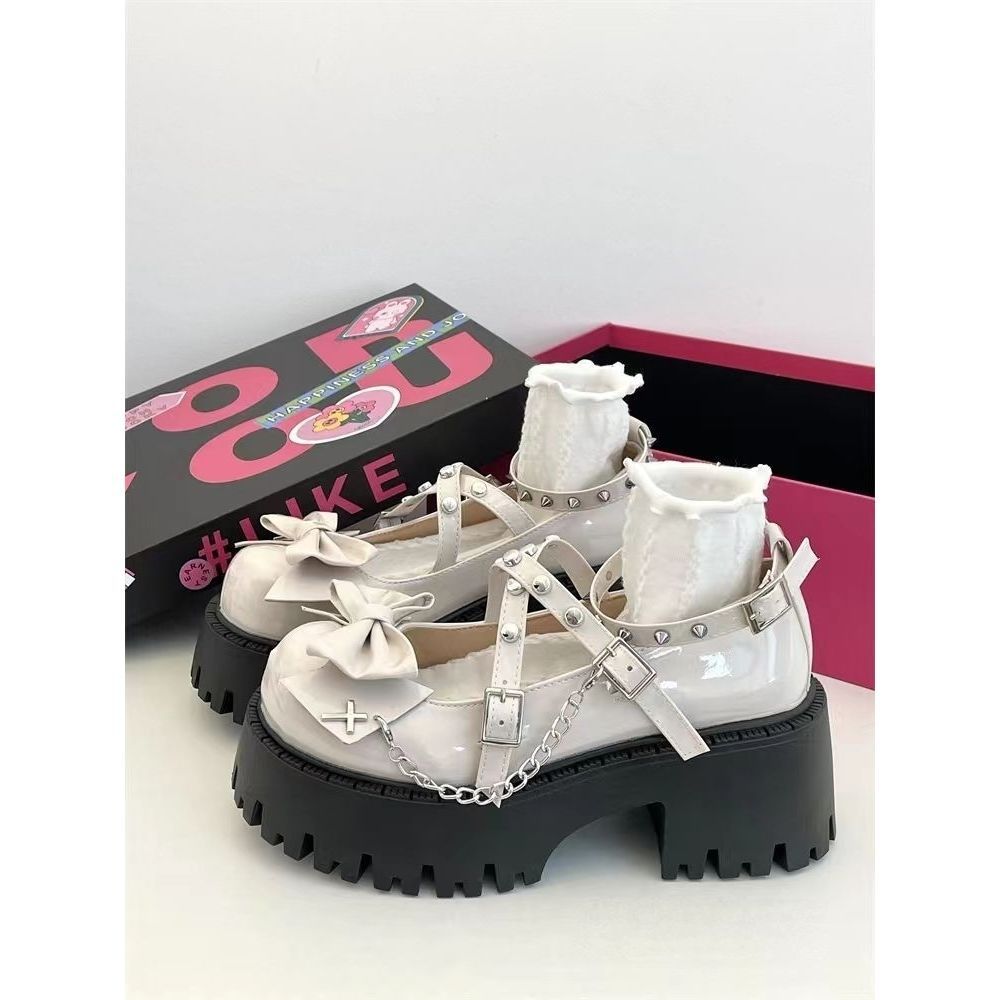 Punk rivet thick-soled small leather shoes women s new shallow-mouth bow thick-soled heightening Japanese lo shoes single shoes 35
Punk rivet thick-soled small leather shoes women s new shallow-mouth bow thick-soled heightening Japanese lo shoes single shoes 35
