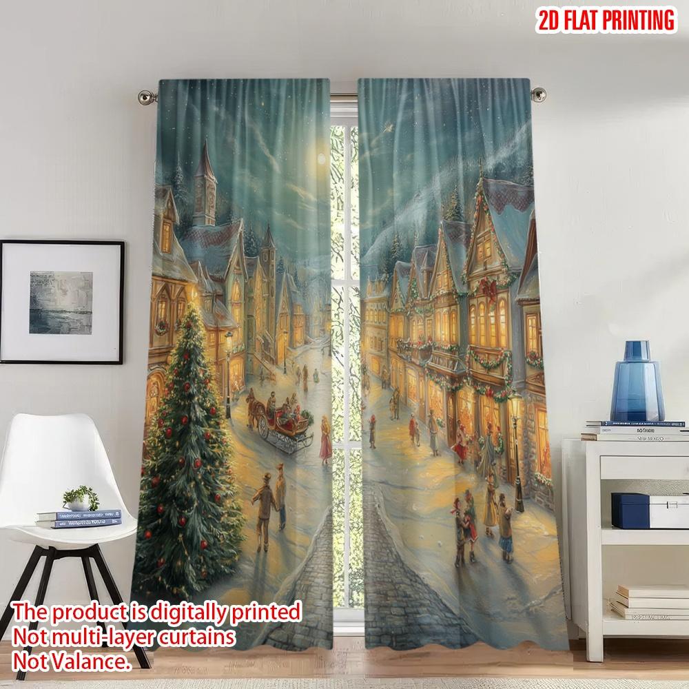 2pcs 2D flat printing Happy Christmas Party Curtains Cozy Snowy Christmas Village Scene Digital Printed Polyester Drapes Party & 100*130 Rod Pocket 1pcs
2pcs 2D flat printing Happy Christmas Party Curtains Cozy Snowy Christmas Village Scene Digital Printed Polyester Drapes Party & 100*130 Rod Pocket 1pcs