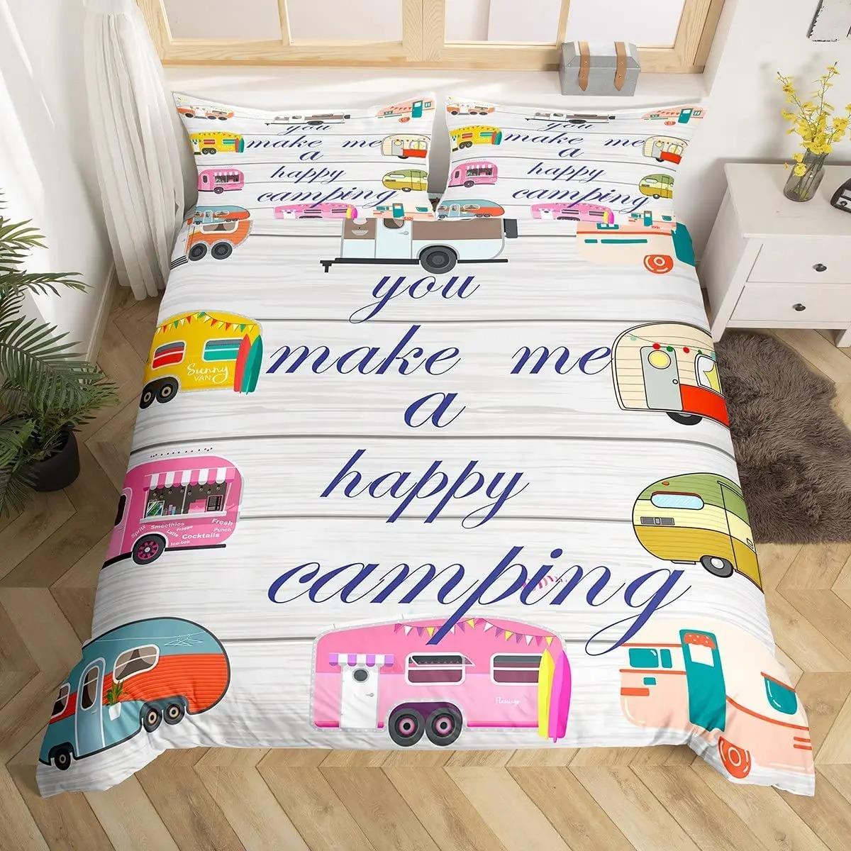 Hapy Camping Soft Duvet Cover Rustic Farmhouse Camper RV Beding Set King Stary Night Warm Comforter Cover Adventure Theme Comfortable Quilt Cover 135*200cm Eu-Single
Hapy Camping Soft Duvet Cover Rustic Farmhouse Camper RV Beding Set King Stary Night Warm Comforter Cover Adventure Theme Comfortable Quilt Cover 135*200cm Eu-Single