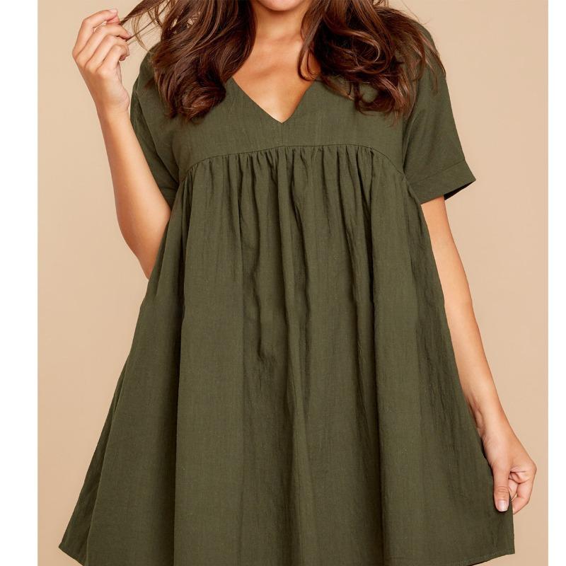 Новое платье А-силуэта с V-образным вырезом и короткими рукавами, свежее и милое, из хлопка и льна 2XL армия зеленый
Новое платье А-силуэта с V-образным вырезом и короткими рукавами, свежее и милое, из хлопка и льна 2XL армия зеленый