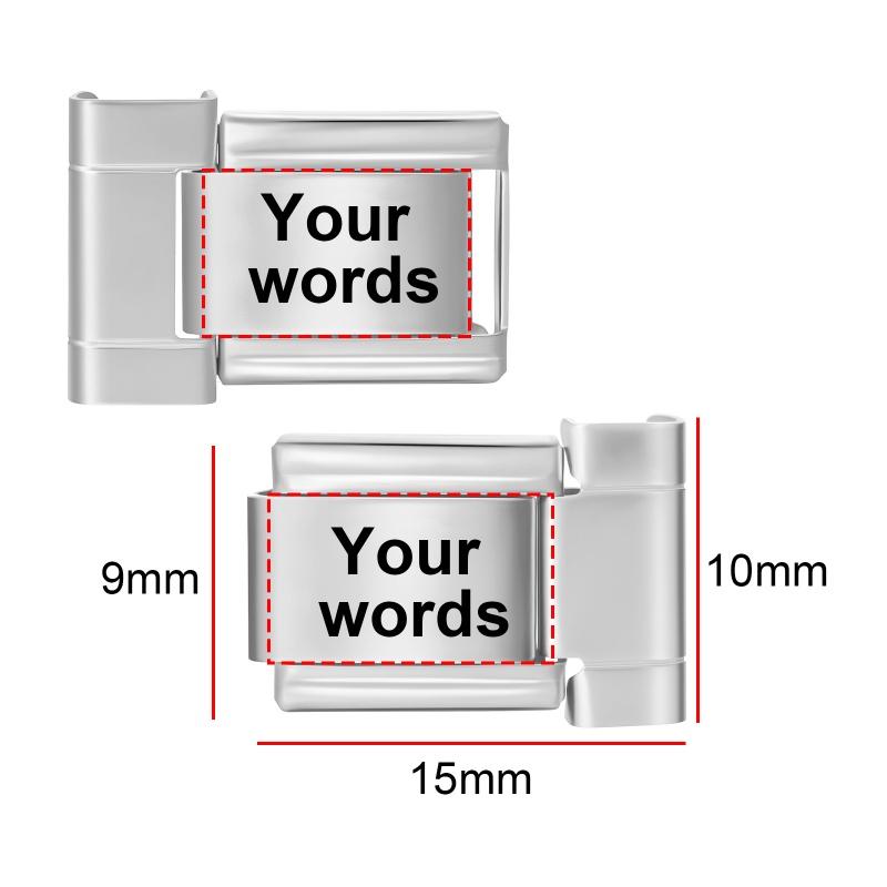 Laser Engraving Personalized Customized Watch Strap Connector Accessories Italian Charm Links DIY Making Stainless Steel Gifts
Laser Engraving Personalized Customized Watch Strap Connector Accessories Italian Charm Links DIY Making Stainless Steel Gifts