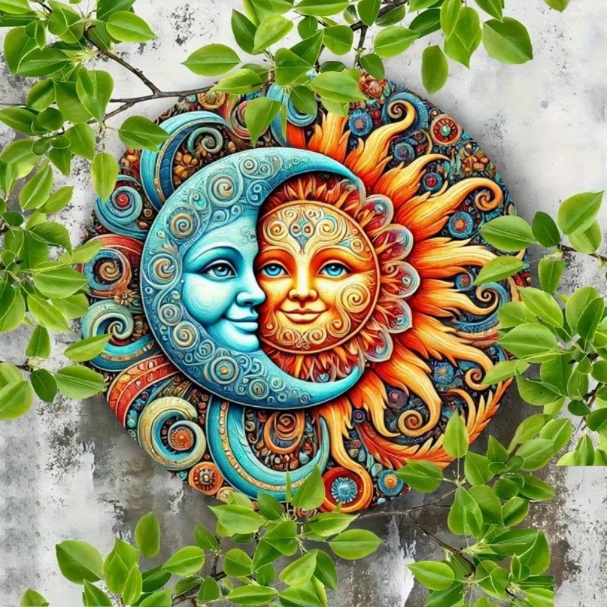 Vibrant Blue Gold Sun Moon Metal Wall Art Celestial Wood Decor 20x20 різнокольоровий
Vibrant Blue Gold Sun Moon Metal Wall Art Celestial Wood Decor 20x20 різнокольоровий