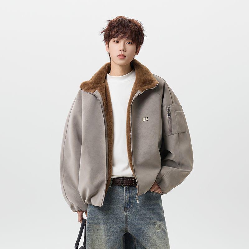 Men s Trendy Tie-Dye PU Leather & Lambswool Collar Cotton Jacket Coat - Winter Thickened Cotton Padded. M сірий колір
Men s Trendy Tie-Dye PU Leather & Lambswool Collar Cotton Jacket Coat - Winter Thickened Cotton Padded. M сірий колір
