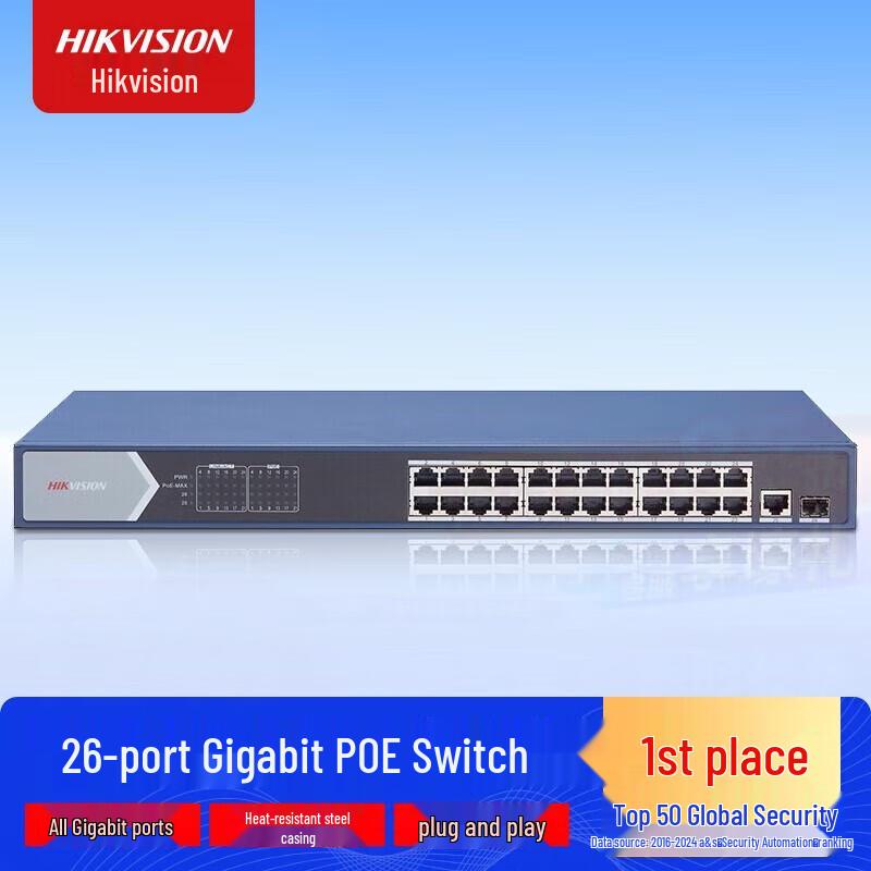 HIKVISION 26-Port Full Gigabit POE Switch CN plug (adapter included)
HIKVISION 26-Port Full Gigabit POE Switch CN plug (adapter included)