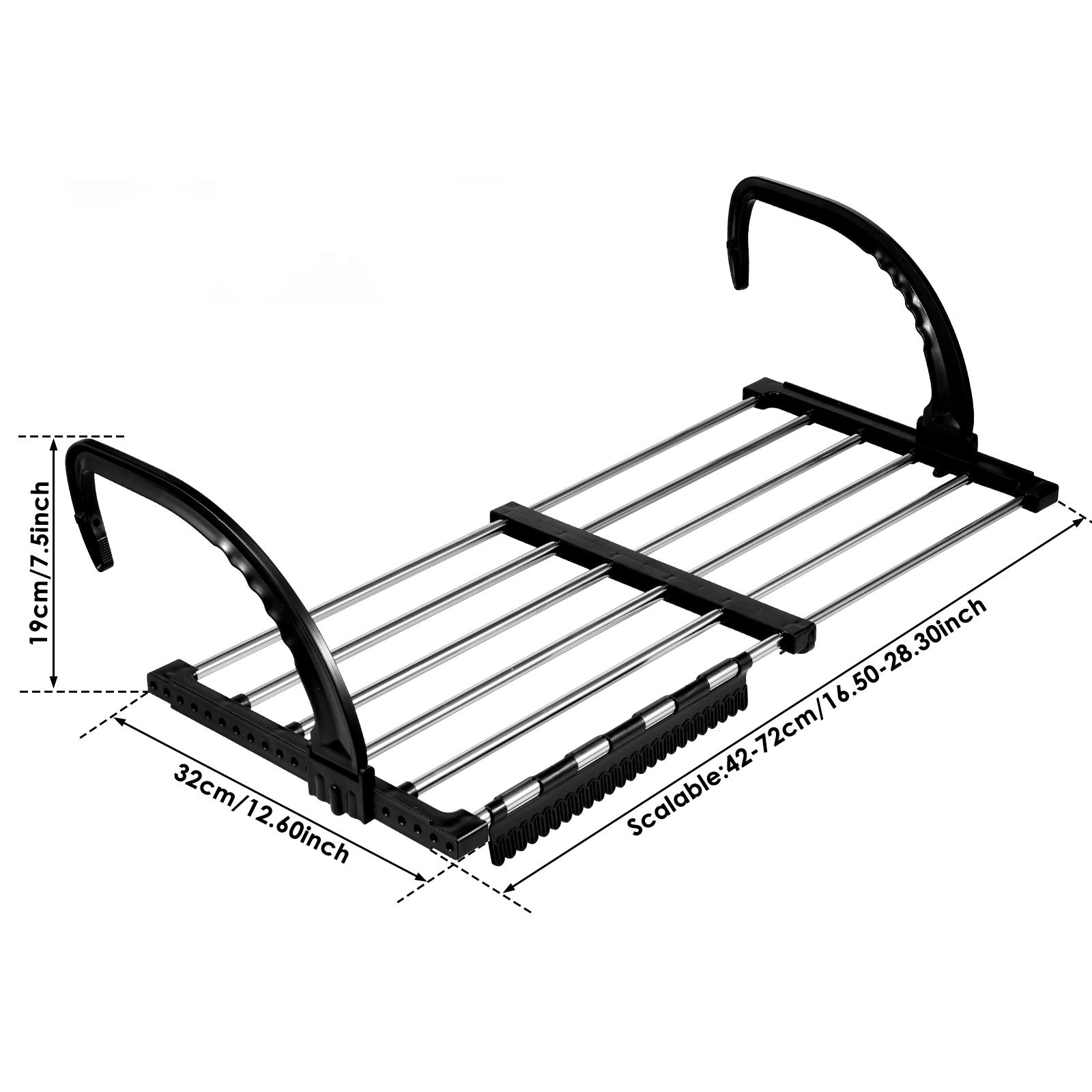 Балконная вешалка из нержавеющей стали, складная полка для обуви, выдвижная, 42-72 см, полка для сушки одежды на радиаторе, подвесной органайзер для ограждения чёрный
Балконная вешалка из нержавеющей стали, складная полка для обуви, выдвижная, 42-72 см, полка для сушки одежды на радиаторе, подвесной органайзер для ограждения чёрный