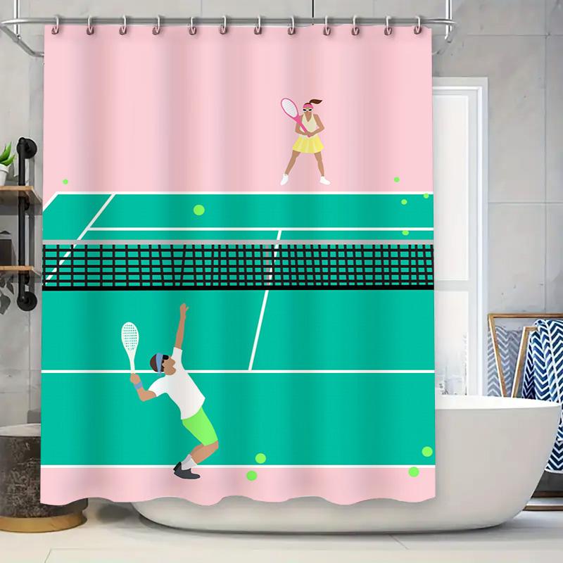 Tennis Court Shower Curtain Set: Tennis Player Bath Decor Pink Green White Yellow Waterproof Fabric Bathroom Accessories For Hom W60H190(CM)-1 Pcs
Tennis Court Shower Curtain Set: Tennis Player Bath Decor Pink Green White Yellow Waterproof Fabric Bathroom Accessories For Hom W60H190(CM)-1 Pcs