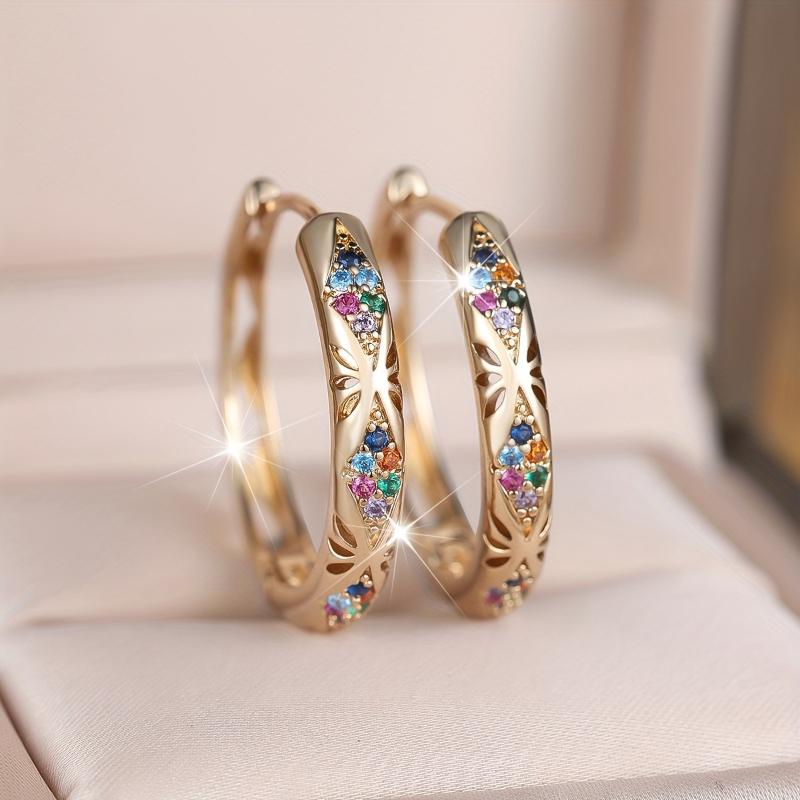 Fashionable and Classic Colored Zircon Patterned Circle Earrings, Women s Personalized and Trendy Holiday Accessories Gifts
Fashionable and Classic Colored Zircon Patterned Circle Earrings, Women s Personalized and Trendy Holiday Accessories Gifts