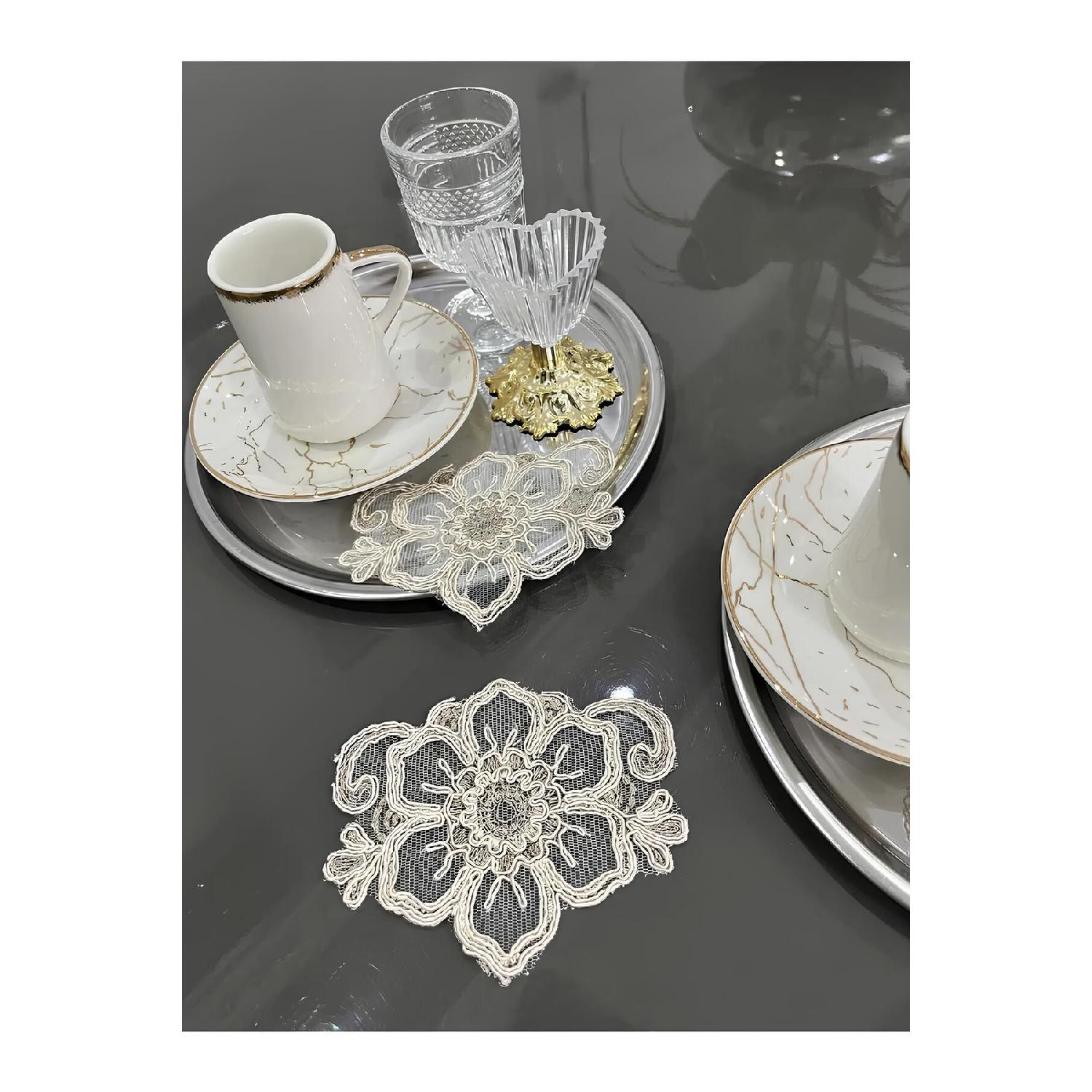 Lilies Model Cappuccino Color Decorative Guipure Lace Set Of 6 Coffee Cocktail Presentation Napkins
Lilies Model Cappuccino Color Decorative Guipure Lace Set Of 6 Coffee Cocktail Presentation Napkins