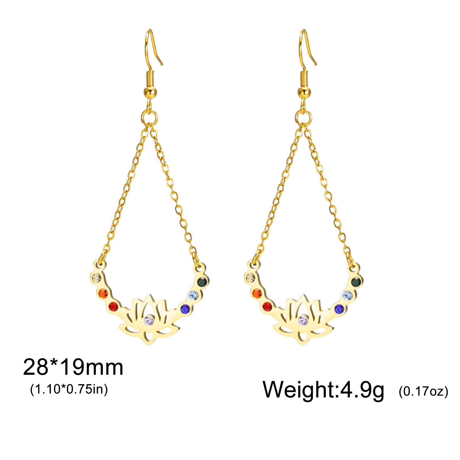 Cazador Lotus 7 Chakra Flower Drop Earrings for Women Stainless Steel Yoga Meditation Jewelry Clear Zircon Earrings Amulet Gift
Cazador Lotus 7 Chakra Flower Drop Earrings for Women Stainless Steel Yoga Meditation Jewelry Clear Zircon Earrings Amulet Gift