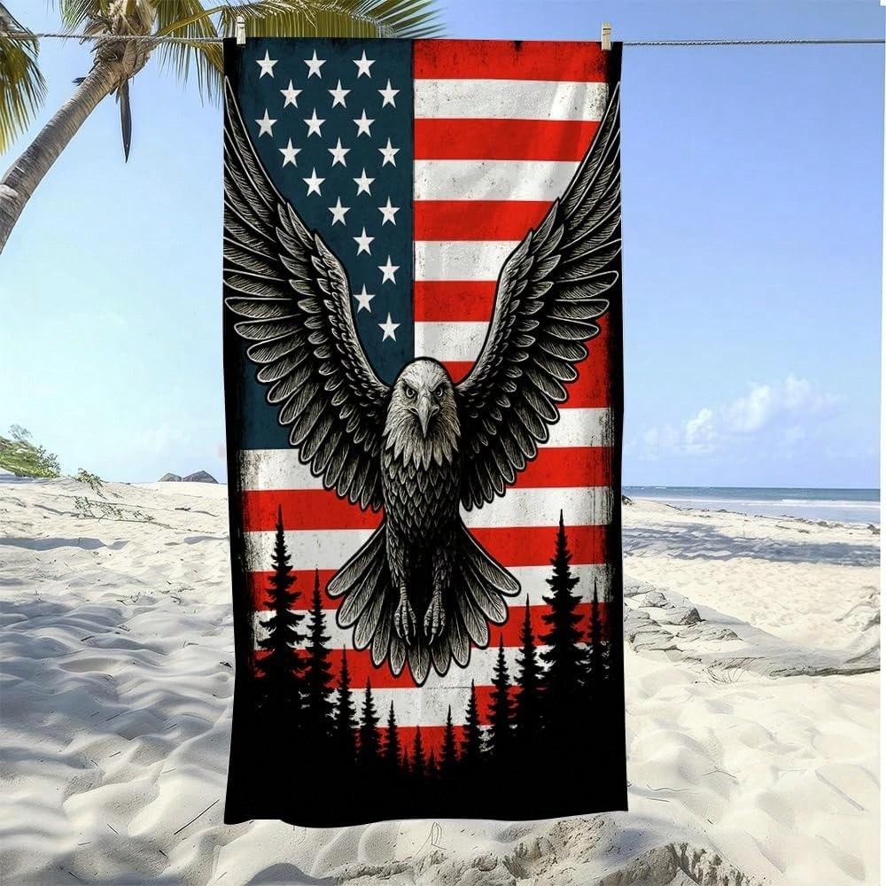1PC IndependenceAmerican Flag Bald Eagle Quick Dry Beach Towel, Polyester Soft Lightweight Travel Towel, Durable Sand Free Towel W40*H60(CM)
1PC IndependenceAmerican Flag Bald Eagle Quick Dry Beach Towel, Polyester Soft Lightweight Travel Towel, Durable Sand Free Towel W40*H60(CM)