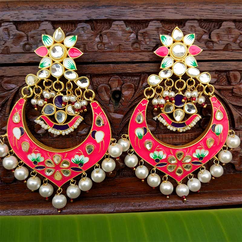 Неоновая темно-розовая серьга Meenakari Chandbali
Неоновая темно-розовая серьга Meenakari Chandbali