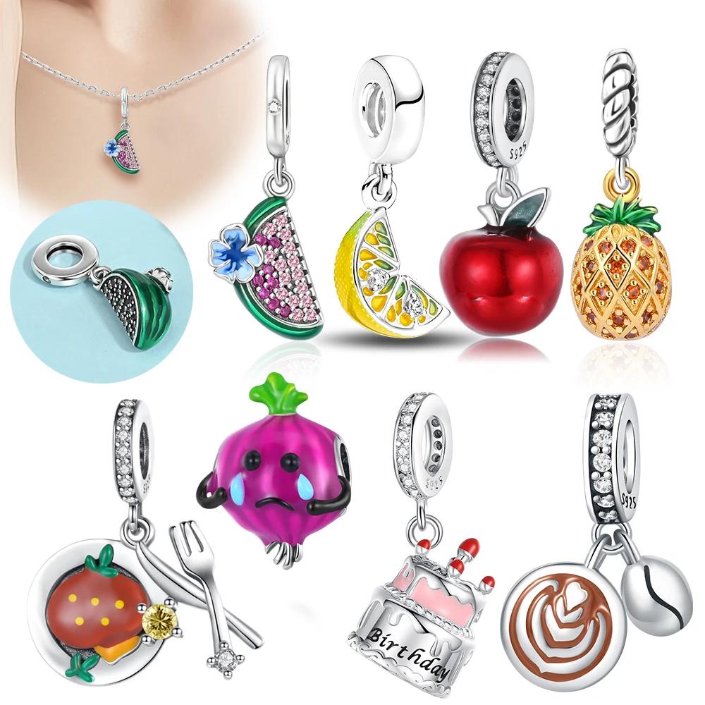 925 Sterling Silver Fruit Series Charms Steak Knife and Fork Three-piece Set for Women Diy Bracelet Necklace Fine Jewelry Gift
925 Sterling Silver Fruit Series Charms Steak Knife and Fork Three-piece Set for Women Diy Bracelet Necklace Fine Jewelry Gift
