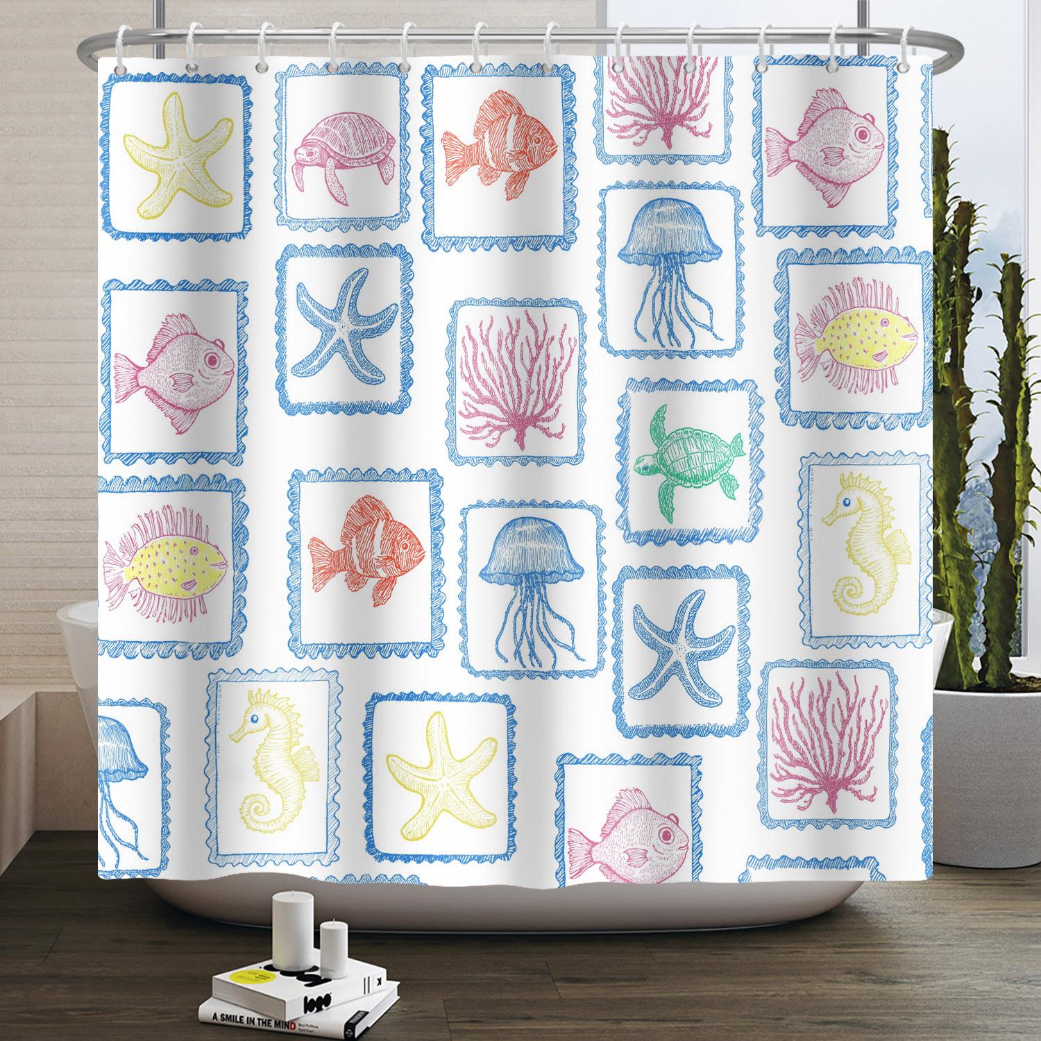 Sea Animals Shower Curtains Cute Dolphin Jellyfish Turtle Starfish Shell Coral Bathroom Bath Curtain Bathtub Privacy Partition 90x180cm
Sea Animals Shower Curtains Cute Dolphin Jellyfish Turtle Starfish Shell Coral Bathroom Bath Curtain Bathtub Privacy Partition 90x180cm