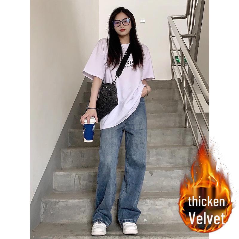 2024 Women s Fleece-Lined High-Waisted Straight-Leg Jeans - Slimming, Plus Size, Loose Fit, Retro Style. S
2024 Women s Fleece-Lined High-Waisted Straight-Leg Jeans - Slimming, Plus Size, Loose Fit, Retro Style. S