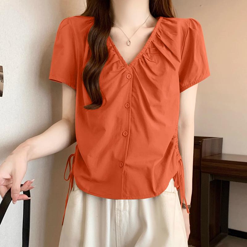 VONDA Summer Women V Neck Short Sleeve Side Drawstring Buttons Up Casual Blouse 3XL помаранчевий
VONDA Summer Women V Neck Short Sleeve Side Drawstring Buttons Up Casual Blouse 3XL помаранчевий