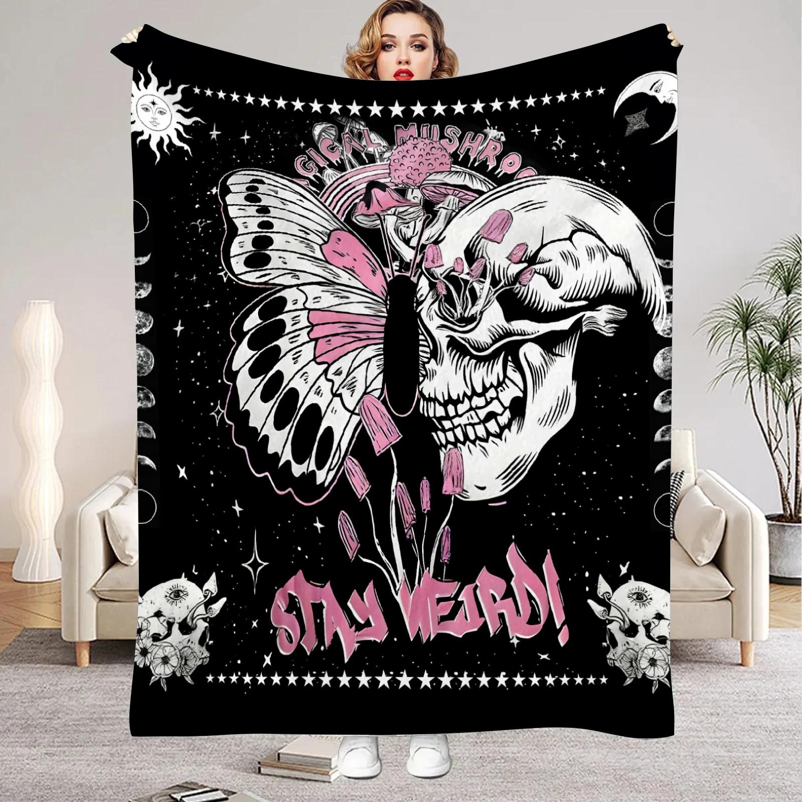 1pc Black Pink Blanket Gothic Style Skull Butterfly Print Cozy Flannel Blanket for Home Living Room Bedroom Decor Birthday Gift 150x200cm
1pc Black Pink Blanket Gothic Style Skull Butterfly Print Cozy Flannel Blanket for Home Living Room Bedroom Decor Birthday Gift 150x200cm