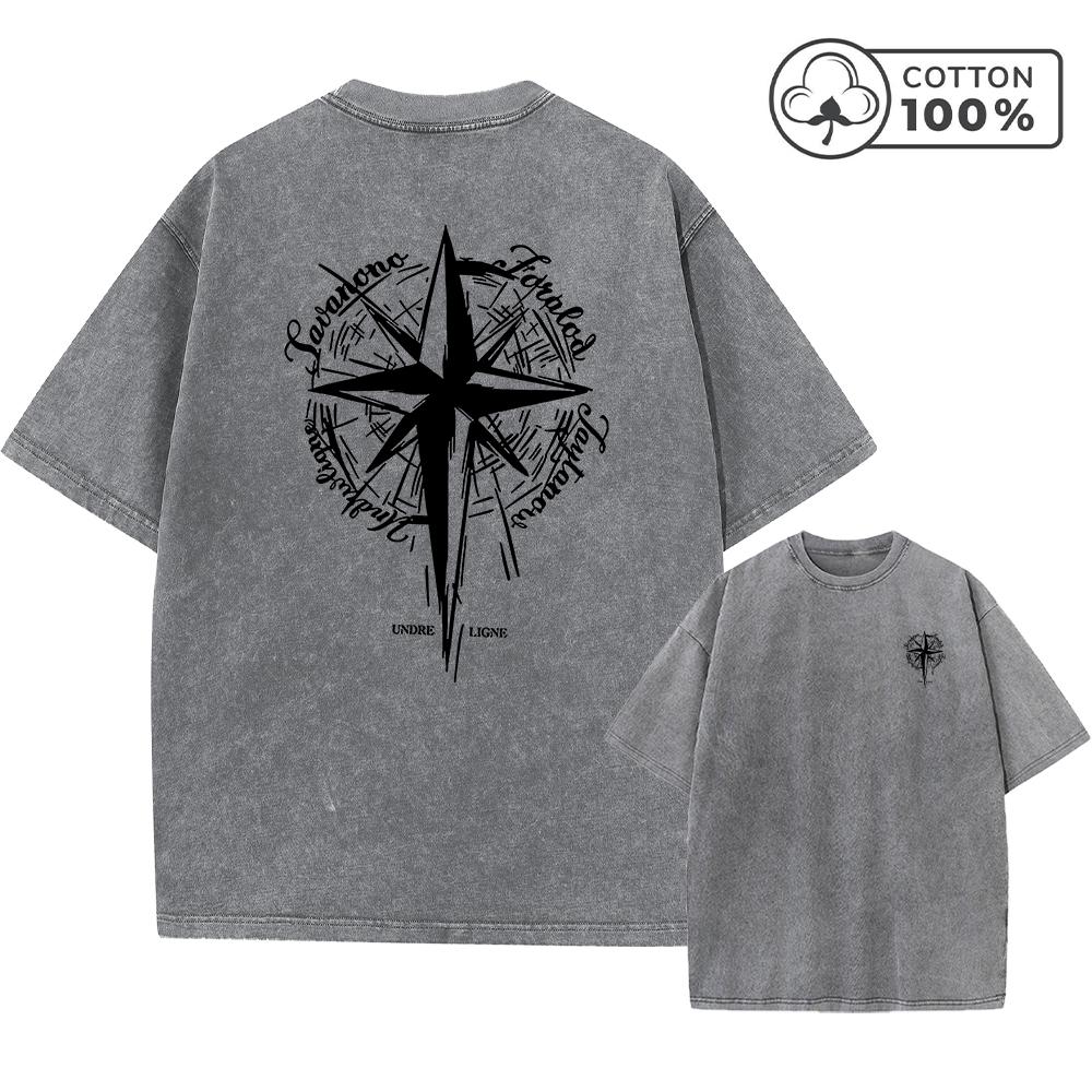 Mens Starlight Compass Print Washed TShirt Pure Cotton Crew Neck Short Sleeve Retro Street Style Suitable For Daily Commute S
Mens Starlight Compass Print Washed TShirt Pure Cotton Crew Neck Short Sleeve Retro Street Style Suitable For Daily Commute S
