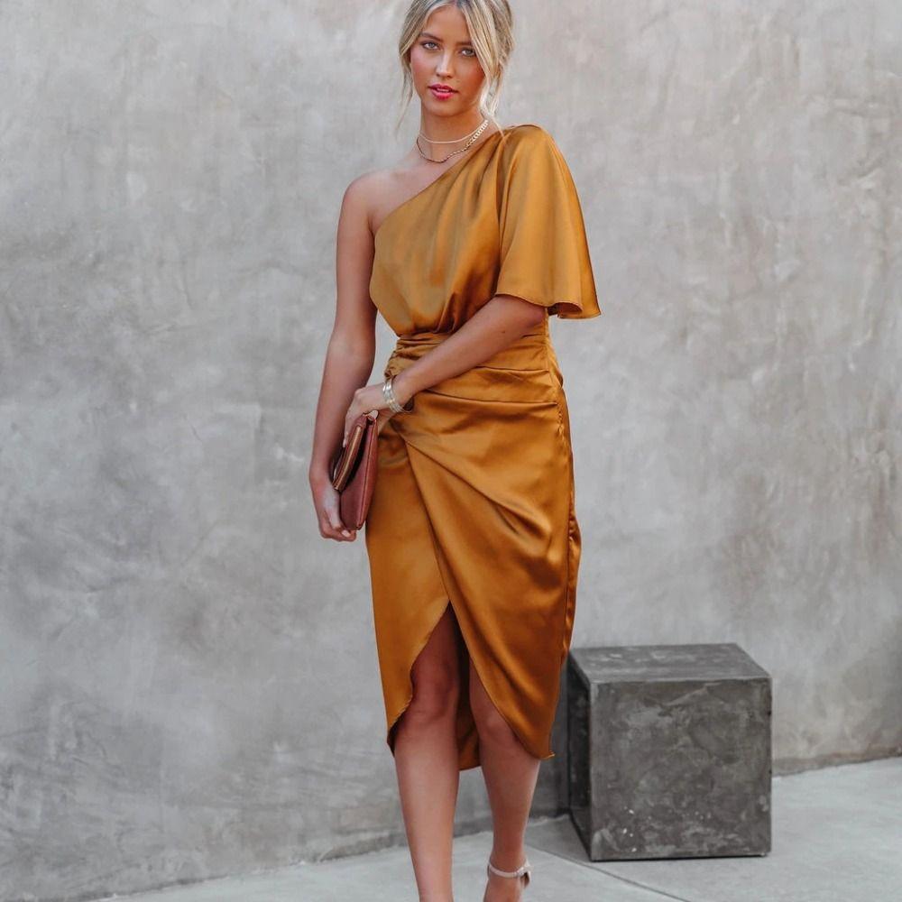 Pure Color Satin Silk Evening Dress Irregular Holiday Party Dress Single Shoulder Slip Skirt Date s оранжевый
Pure Color Satin Silk Evening Dress Irregular Holiday Party Dress Single Shoulder Slip Skirt Date s оранжевый