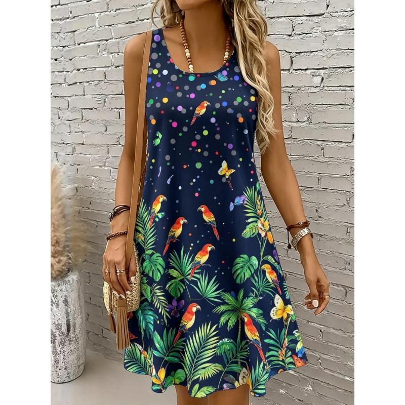 Women s Round Neck Sleeveless Tropical Parrot Print Casual A-Line Mini Dress, Fun Tank Dresses for Spring & Summer L
Women s Round Neck Sleeveless Tropical Parrot Print Casual A-Line Mini Dress, Fun Tank Dresses for Spring & Summer L