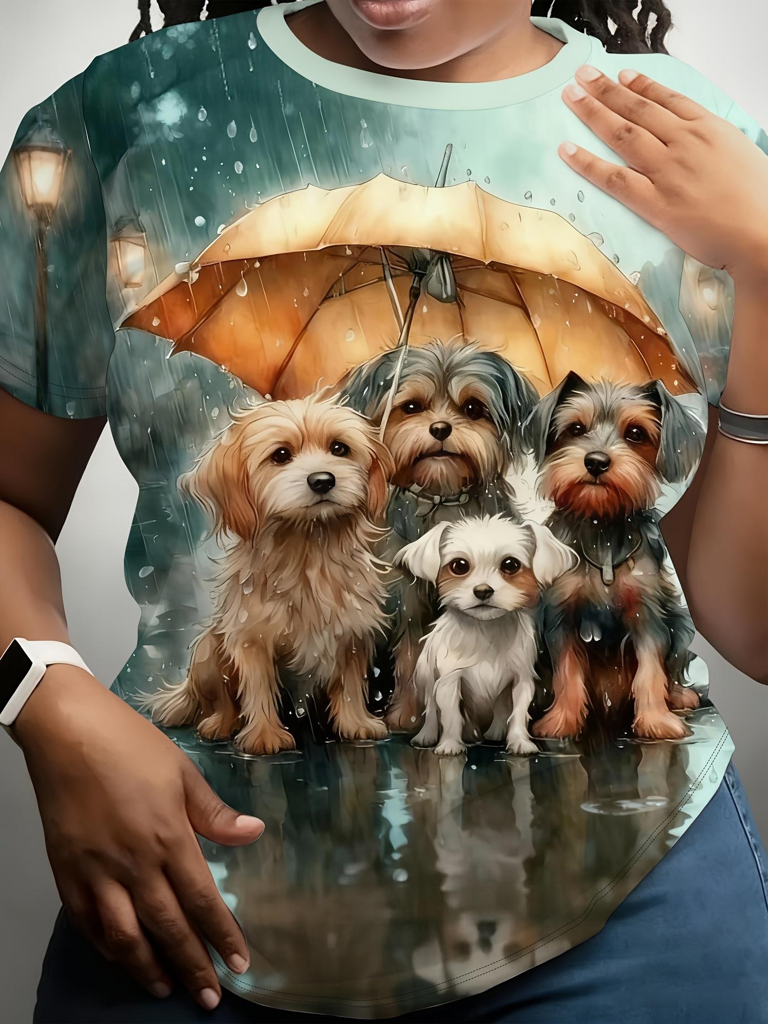 Rainy Day Cute Dog with Umbrella Print Short Sleeve T-Shirt. Comfortable And Artistic Loose Round Neck Top. Women S Clothing. Women S Digital Print Sh S дубильна кора
Rainy Day Cute Dog with Umbrella Print Short Sleeve T-Shirt. Comfortable And Artistic Loose Round Neck Top. Women S Clothing. Women S Digital Print Sh S дубильна кора