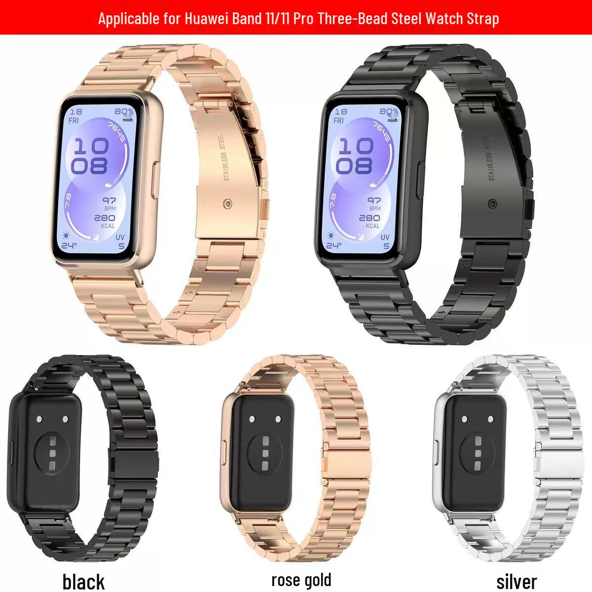 Compatible with Huawei Band 11 Pro: Three-Bead Stainless Steel Strap Compatible with Huawei Band 11/11 Pro срібний
Compatible with Huawei Band 11 Pro: Three-Bead Stainless Steel Strap Compatible with Huawei Band 11/11 Pro срібний