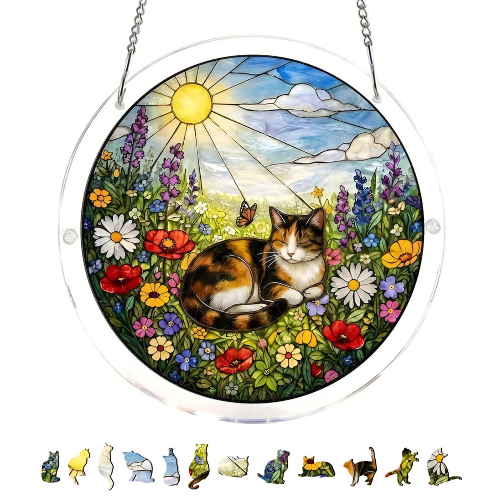 18 8cm 2D Acrylic Puzzle Garden Sun Catcher Hanging Decoration with Cat Design Acrylic Hanging Ornament for Window Display One Size
18 8cm 2D Acrylic Puzzle Garden Sun Catcher Hanging Decoration with Cat Design Acrylic Hanging Ornament for Window Display One Size