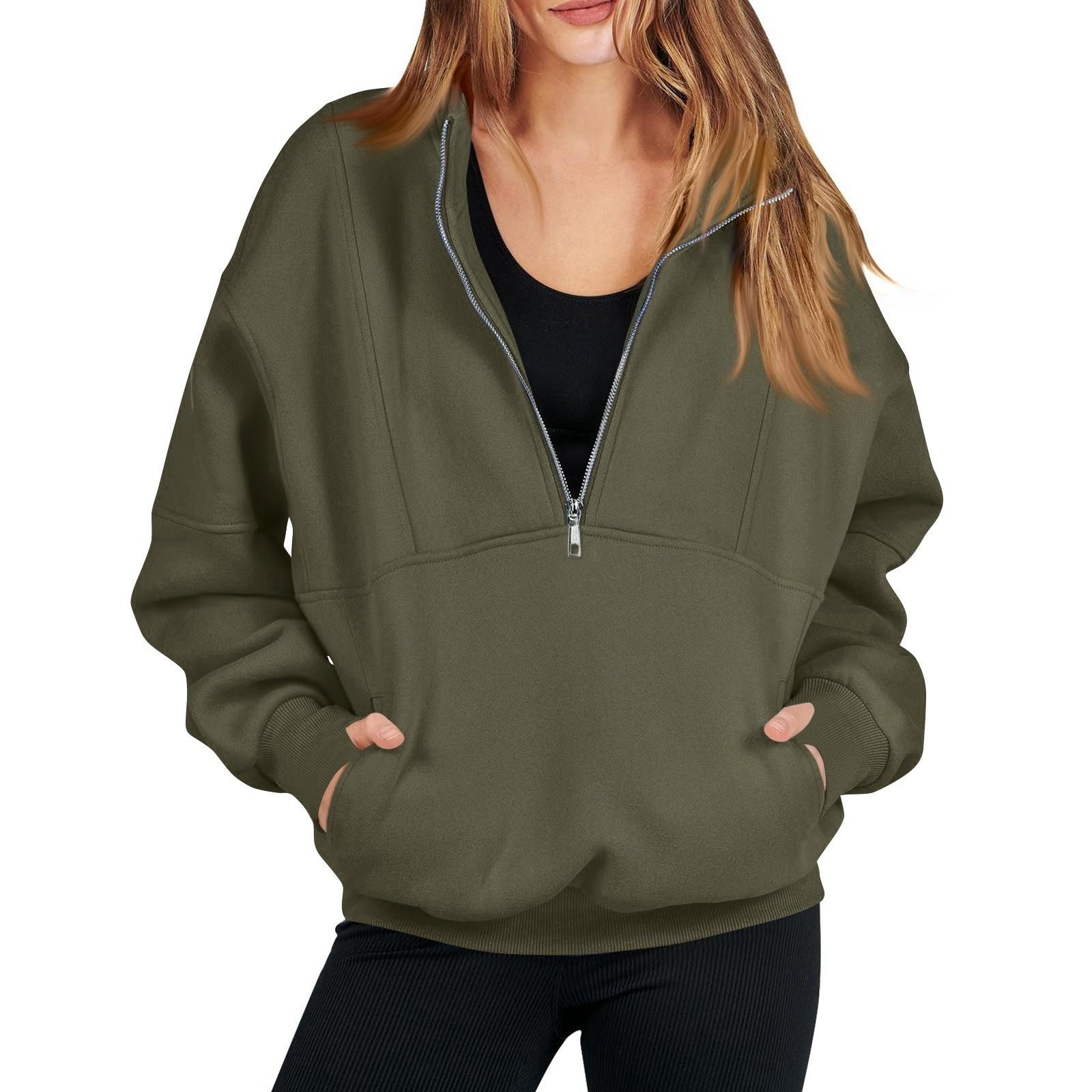 Женская модная однотонная повседневная толстовка с длинными рукавами и карманом на молнии L армия зеленый
Женская модная однотонная повседневная толстовка с длинными рукавами и карманом на молнии L армия зеленый