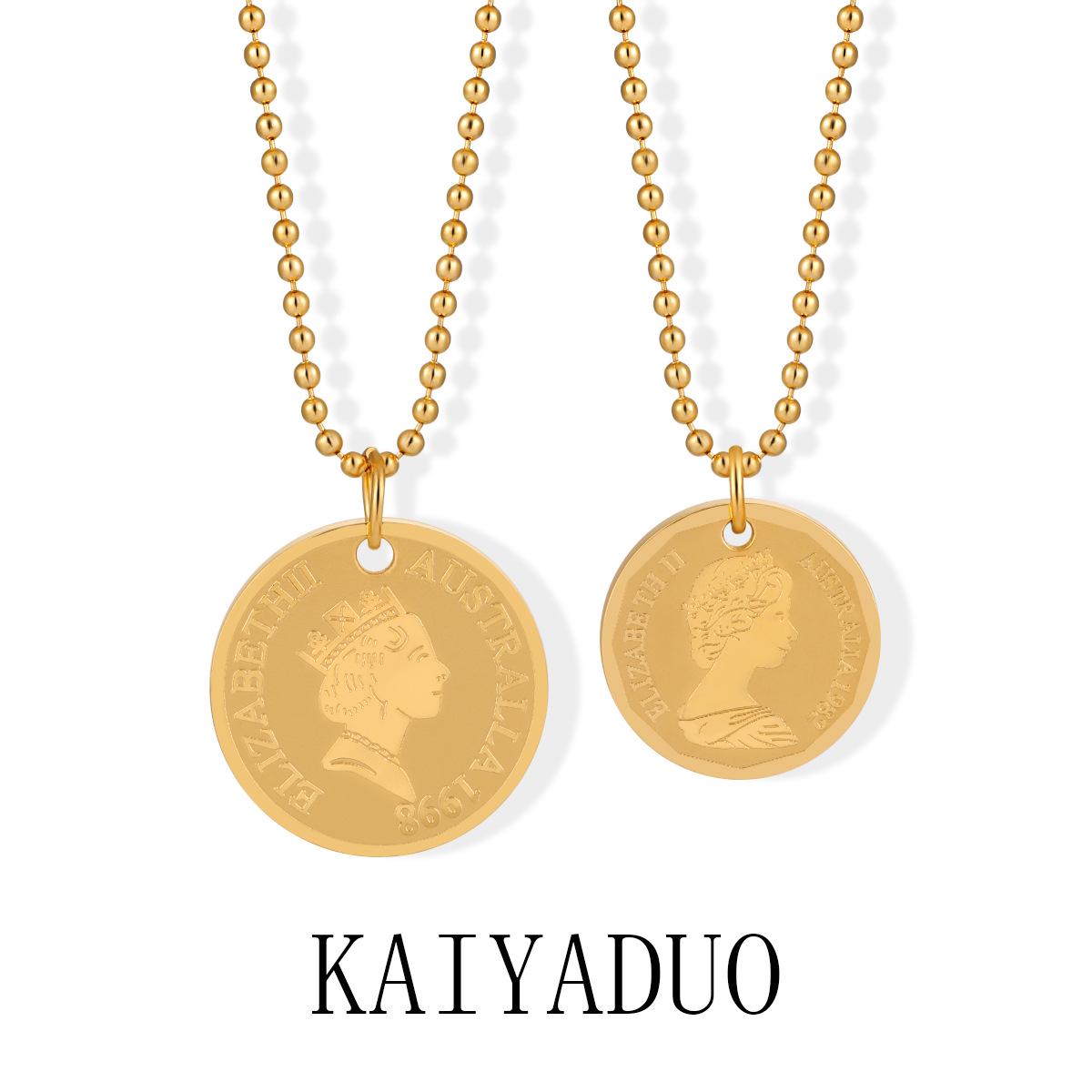 Gold Plated French Retro Queen Coin Necklace - Titanium Steel Clavicle Choker for Women
Gold Plated French Retro Queen Coin Necklace - Titanium Steel Clavicle Choker for Women