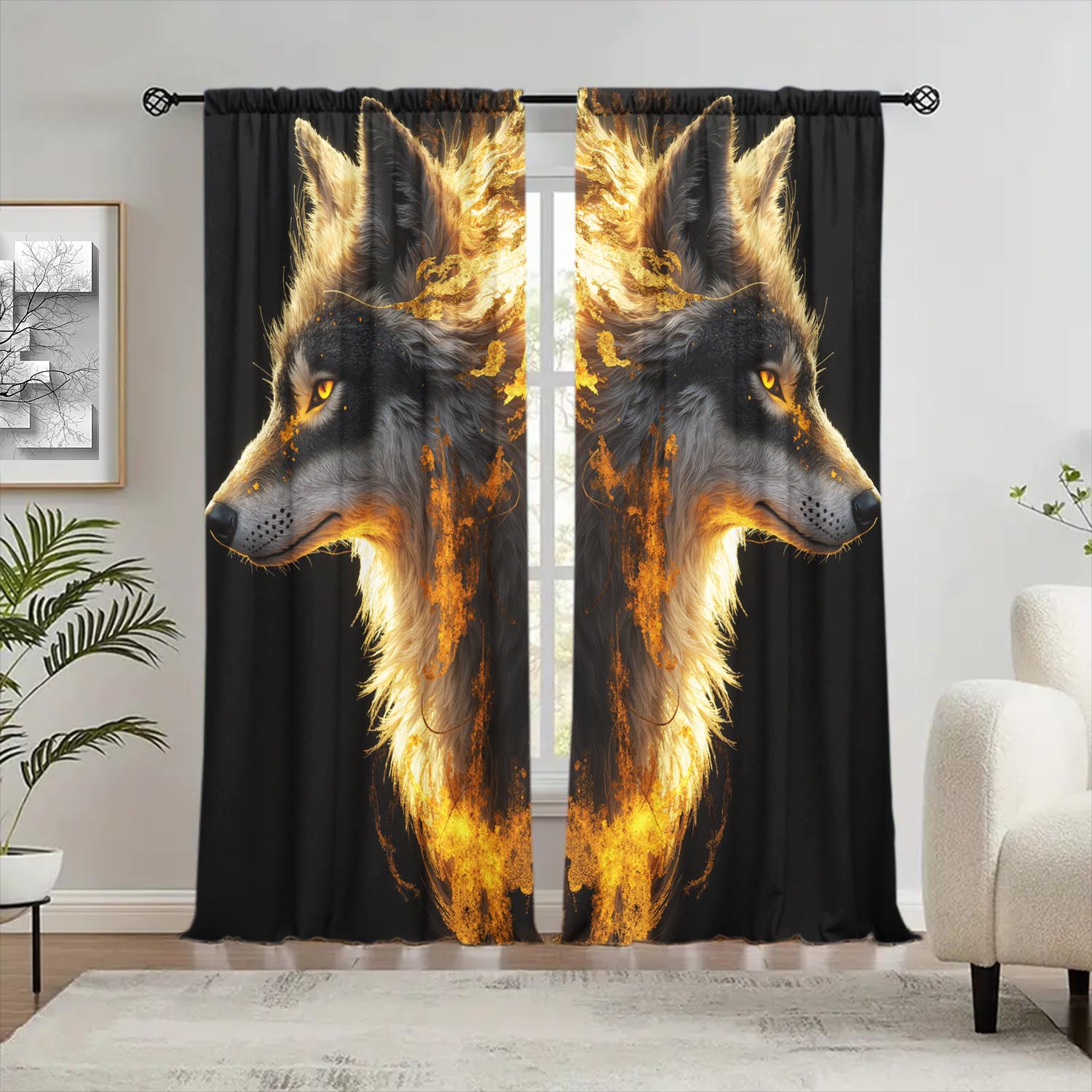 2pcs 2 Piece Luminous Wolf King Pattern Curtain Suitable for Gifting To Family and Friends 100*130 HOOK 1pcs
2pcs 2 Piece Luminous Wolf King Pattern Curtain Suitable for Gifting To Family and Friends 100*130 HOOK 1pcs