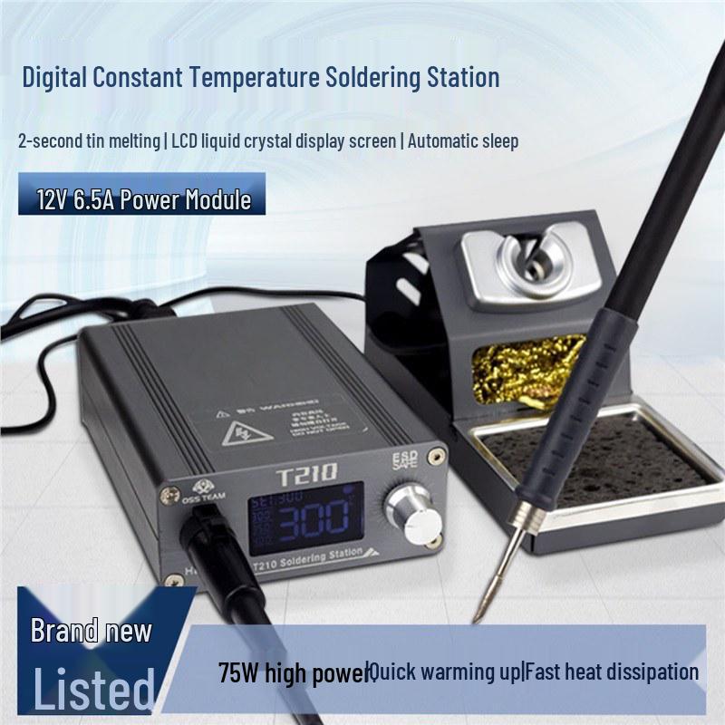 OSS T210 Electric Soldering Iron, 75W Constant Temperature, Adjustable Soldering Station for Household Repair and Welding. C210-020 Straight Tip
OSS T210 Electric Soldering Iron, 75W Constant Temperature, Adjustable Soldering Station for Household Repair and Welding. C210-020 Straight Tip