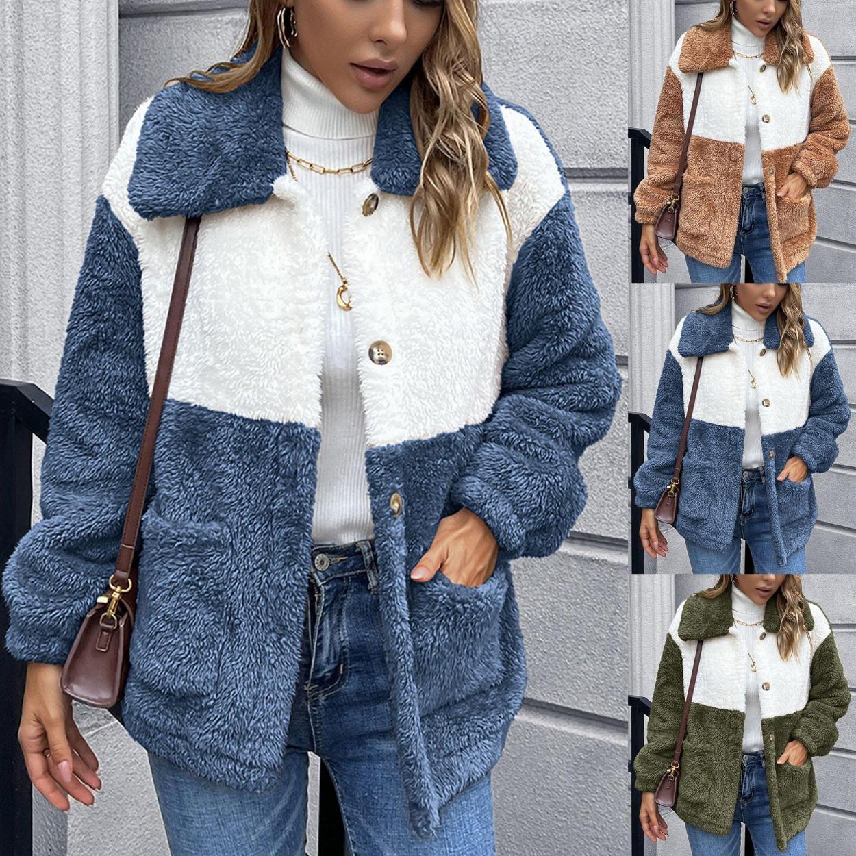 Женская модная двусторонняя плюшевая короткая однобортная куртка, верхнее пальто S 
Женская модная двусторонняя плюшевая короткая однобортная куртка, верхнее пальто S