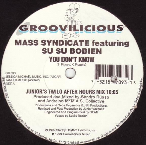 12inch Record MASS SYNDICATE - You Don t Know (1999 Remixes) GM093 Groovilicious 1999 US Dance & Electronica Used
12inch Record MASS SYNDICATE - You Don t Know (1999 Remixes) GM093 Groovilicious 1999 US Dance & Electronica Used